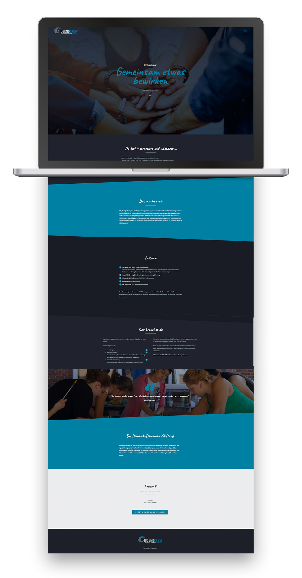 Webdesign für die Jugendcrew der Stiftung